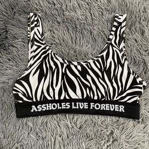 Assholes live forever sports bra